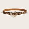 Retro Leopard Print Waist Belt for Lady Girls Fashion PU Leather Waist Band Vintage Waist Ornament Decorative Girdle