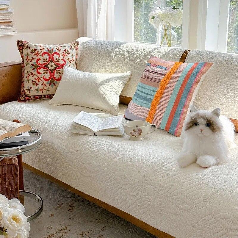 

Вышитая подушка для дивана, задняя подушка для полотенца, хлопковая подушка для дивана во французском стиле ретро, ​​тяжелая подушка 70x70cm 1pc