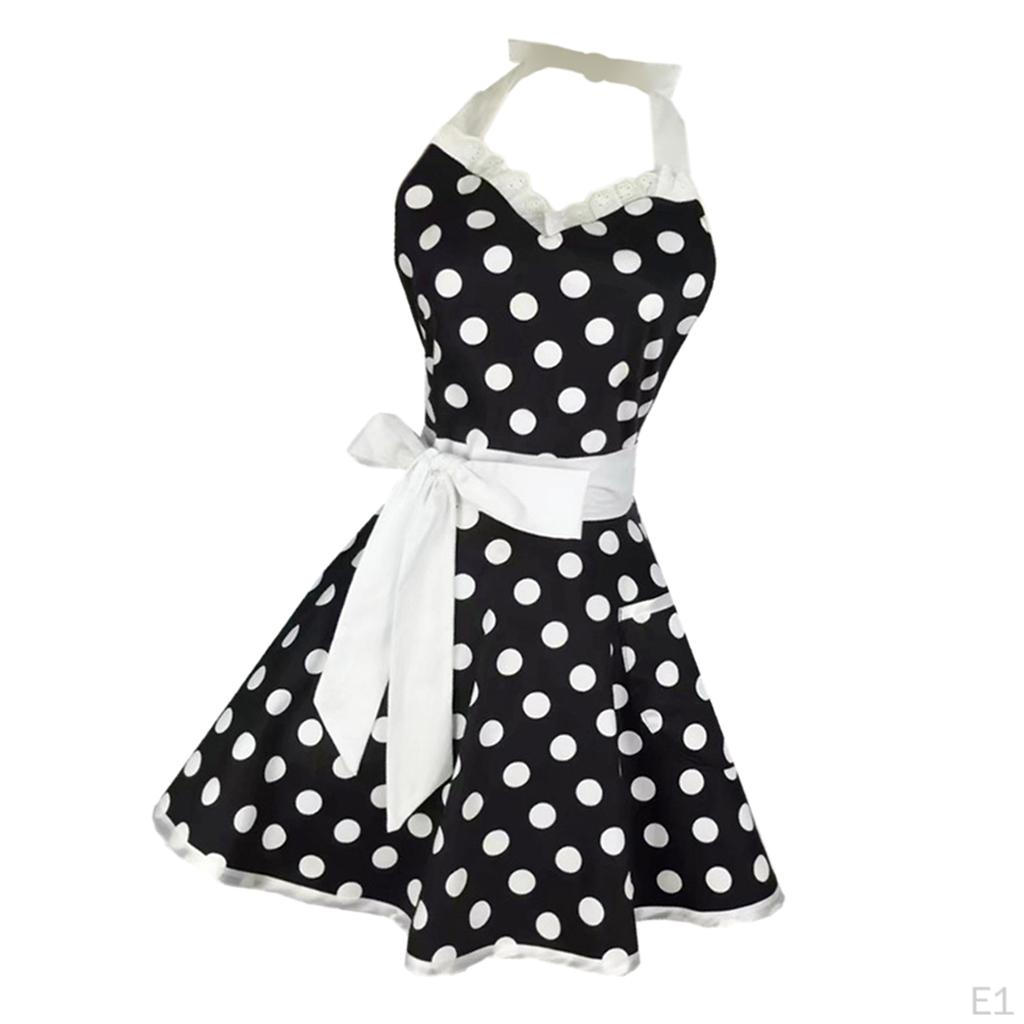 Kitchen Apron Polka Dot Cooking w/ Pocket Retro for Women Girls