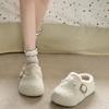 Warm flat-bottomed temperament one-pedal thickened child white fashionable winter cotton shoes women's new velvet