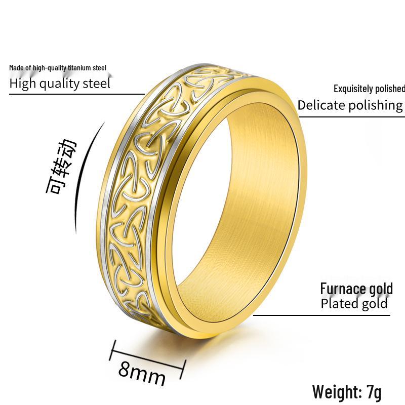 Viking Celtic Knot Stainless Steel Rotatable Ring for Men and Women