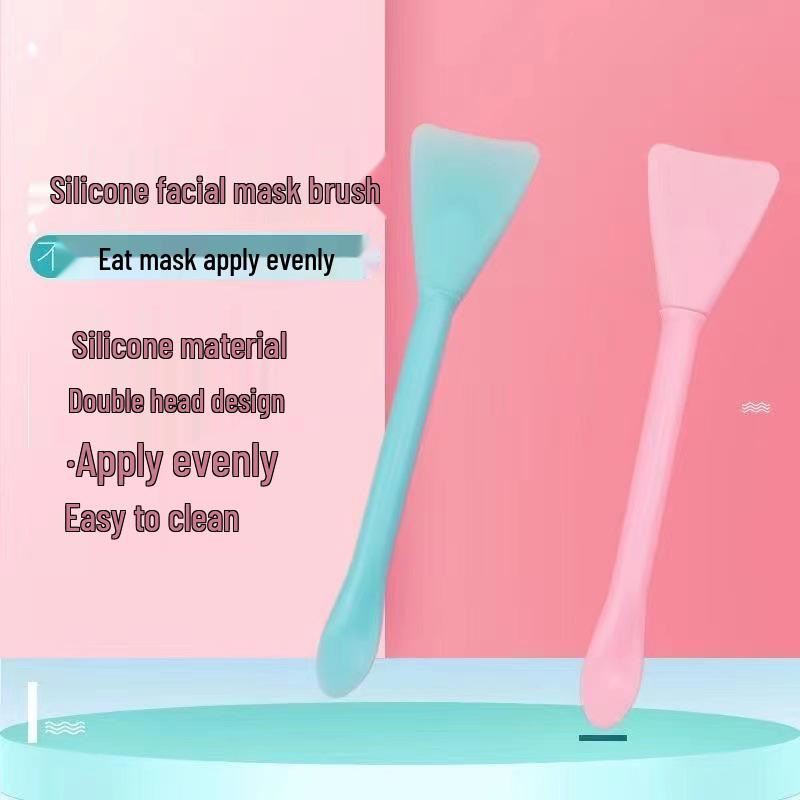 Versatile Double-Headed Silicone Mask Brush with Spoon for Easy Mud Mask Application
