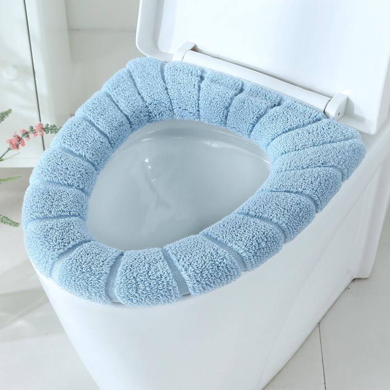 Winter Washable Knitted Toilet Seat Cover - Solid Color Cushion Pad