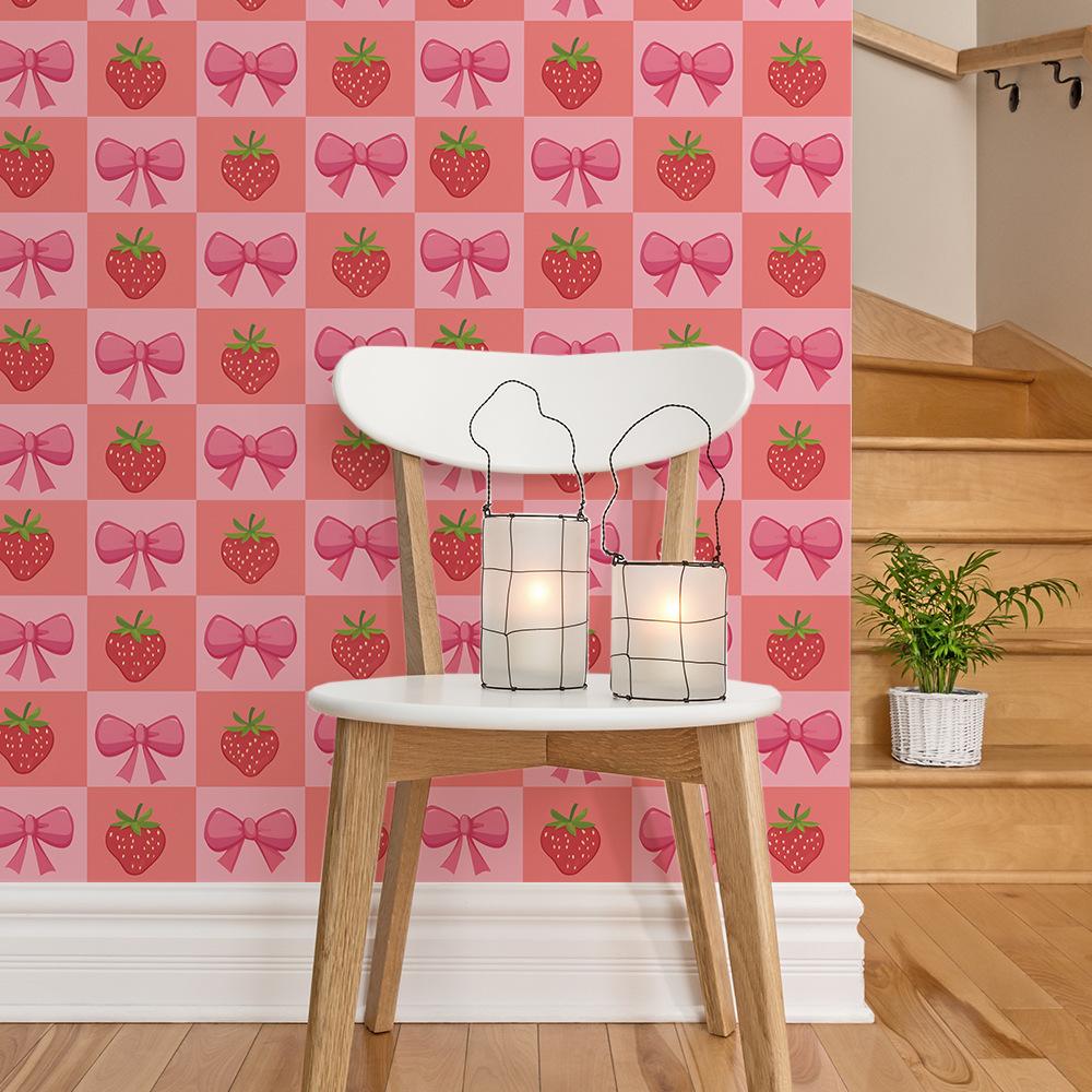 Morango Laço Quarto Sala de Estar Casa Parede Fundo Embelezamento Decoração Adesivos de Parede