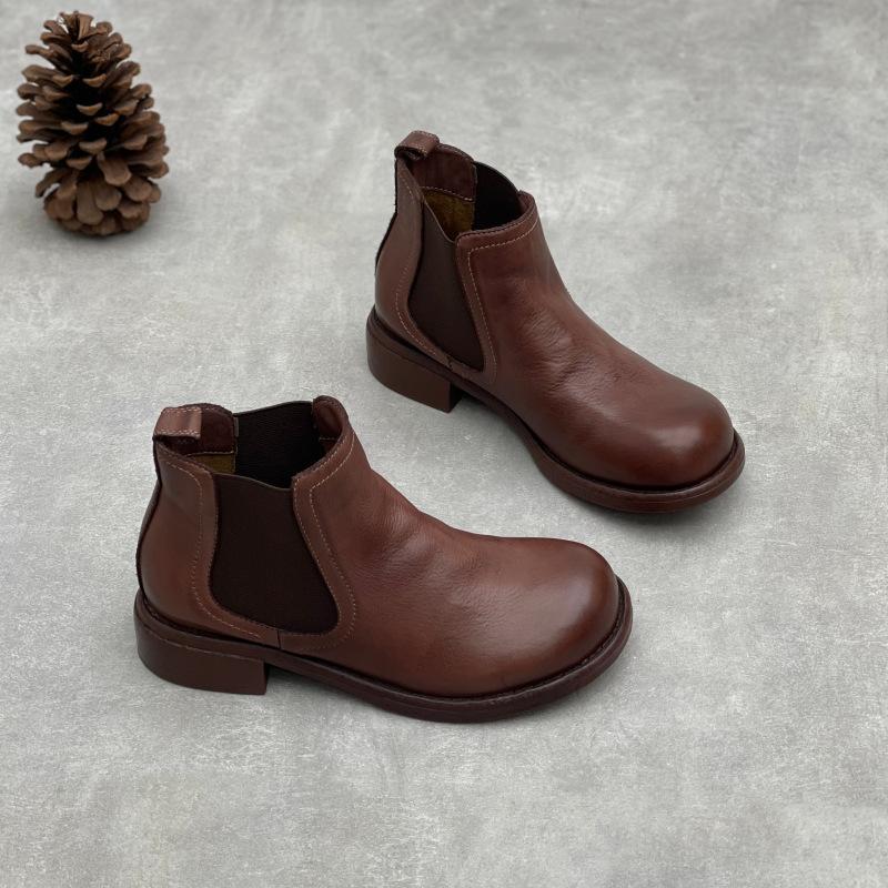 

Ретро обувь, ботинки на резинке, новые повседневные ботинки на мягкой подошве для женщин 40 кофейный