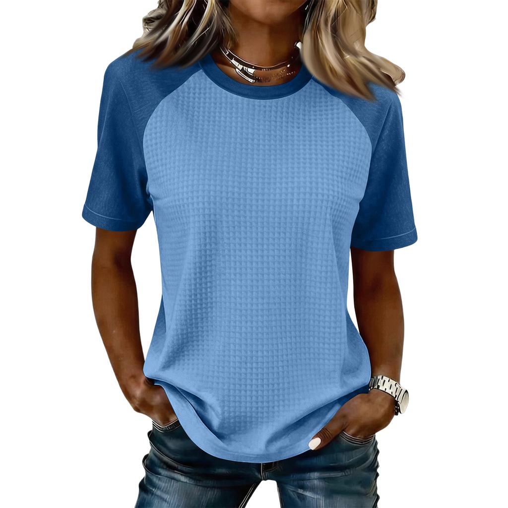 Women’s Casual Lightweight Knit Raglan Sleeve Crew Neck Top Plus Size Loose Fit Retro Style Shirt