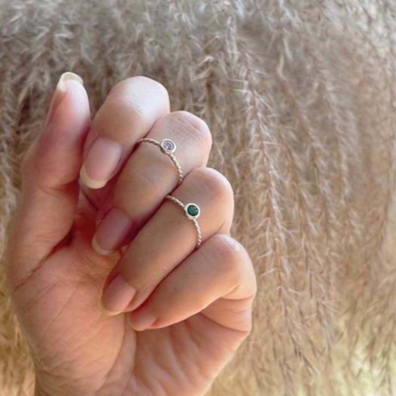 Ollia Birthstone Layered 4,5,6 Silver Ring