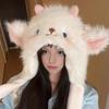Women Hat Fox Ear Shape Thickened Plush Warm Winter Hat with Scarf Design Outdoor Activities Warm Headwear