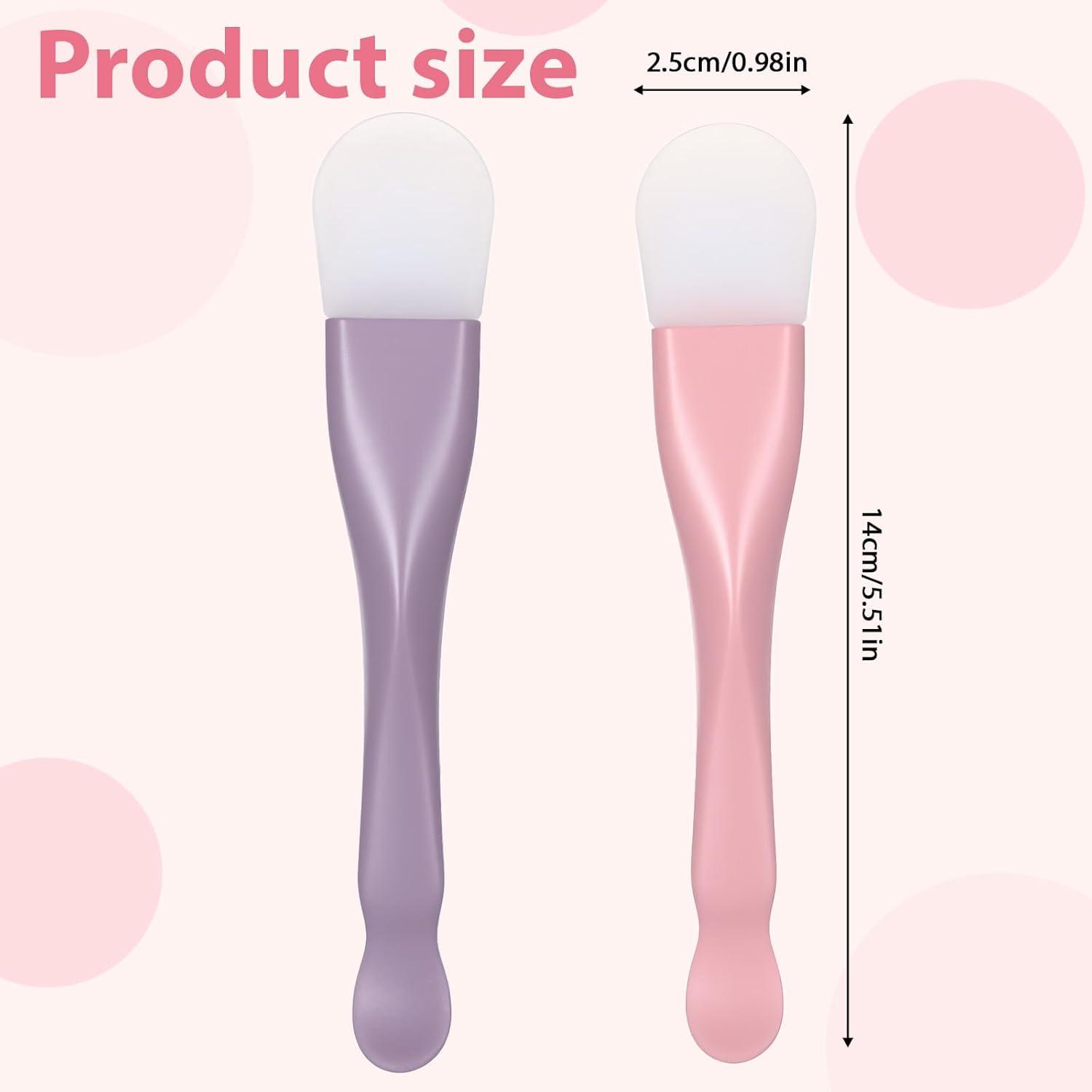 2PCS Silicone Face Mask Applicator Brush, Soft Facial Applicator 5.7 in Face Mask Spatula Skincare Beauty Tool for Clay, Cream, Gel, Mud Masks Pink