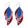 Independence Day Leather Pu Earrings Water Drops Stars And Stripes Stars Ladies
