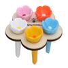 5PCS Bees Drinking Cup for Garden Resin Colorful Pollinator Bee Watering Station with Wooden Stand