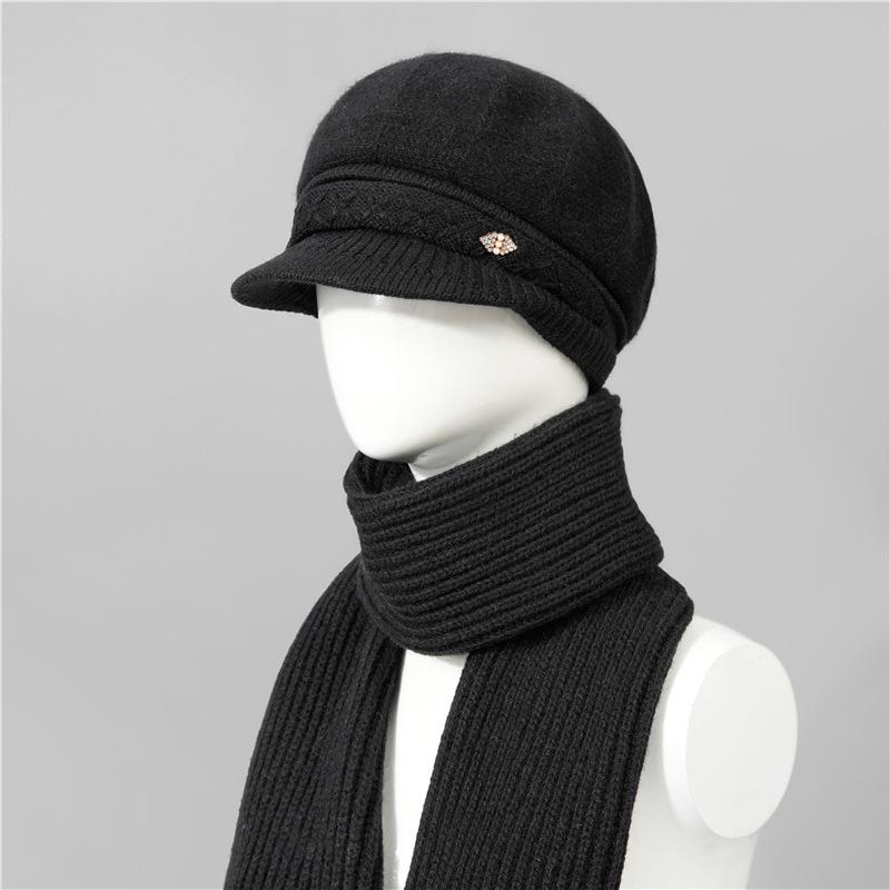 Kaninchenfell Strickwollmütze Kinder Herbst und Winter Vielseitig Winter Warm Kaltmütze Schirmmütze