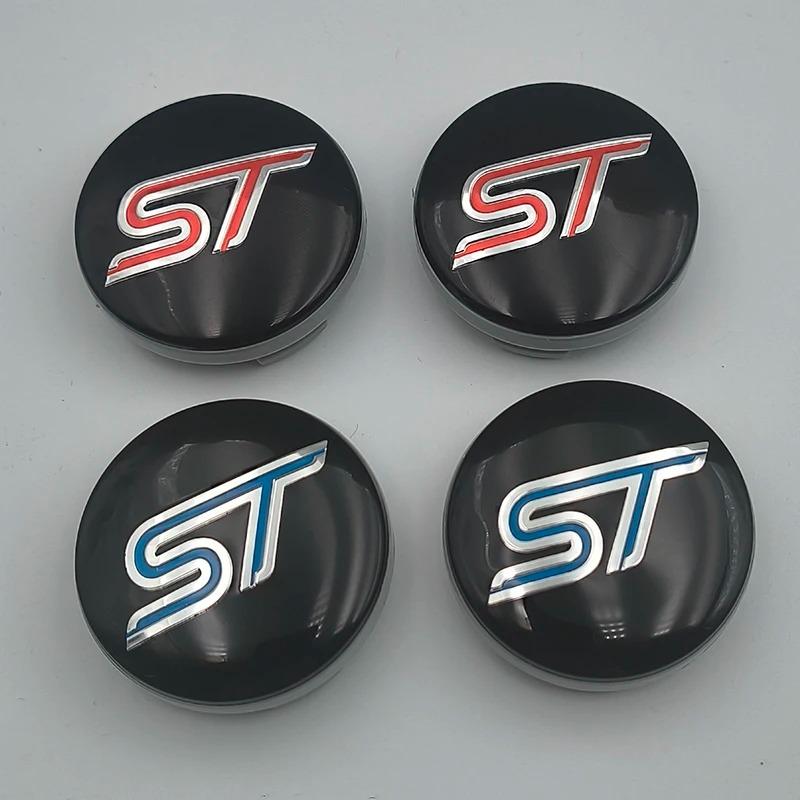 BQYI9 4Pcs 54mm ST Wheel Center Cover Hub Caps Car Emblem Badge For Ford Mondeo Mustang Focus Fiesta ST Logo Auto Accessories