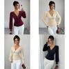 Elegant Long Sleeve T Shirt With Pearl Embellishments For Office Wear