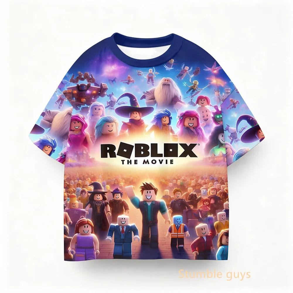 Roblox Kids Summer Game Casual Tee Boys Clothes Girls Anime Tops