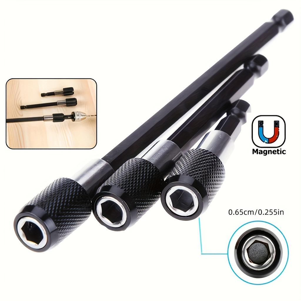 3-Piece Hexagonal Shank Bit Extension Set, 1/4 Inch Quick Release Self-Locking, Durable Metal - Ideal for Home DIY Projects