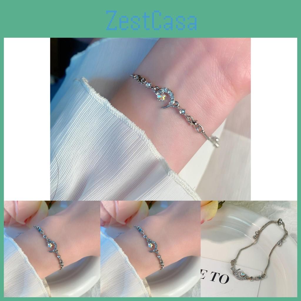 Moon And Elegant Star Crystal Bracelet For Women Chic Zircon Jewelry Alloy
