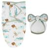 Newborn Swaddle Set: Silk Sleep Bag & Heart Blanket with Indian Hat