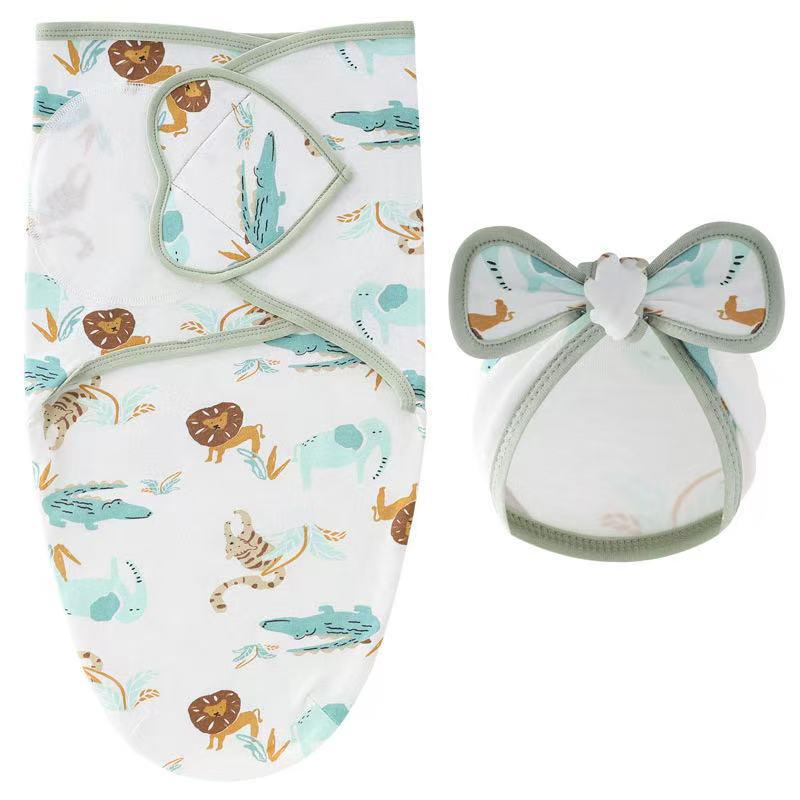 Newborn Swaddle Set: Silk Sleep Bag & Heart Blanket with Indian Hat