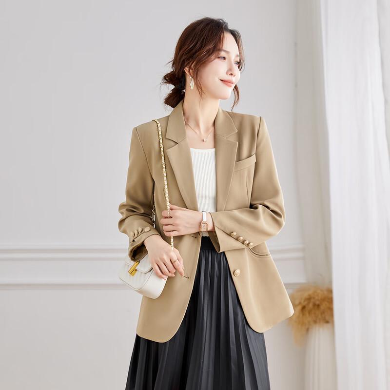 TERRE BLEUE Women's Loose Fit Single-Breasted Blazer