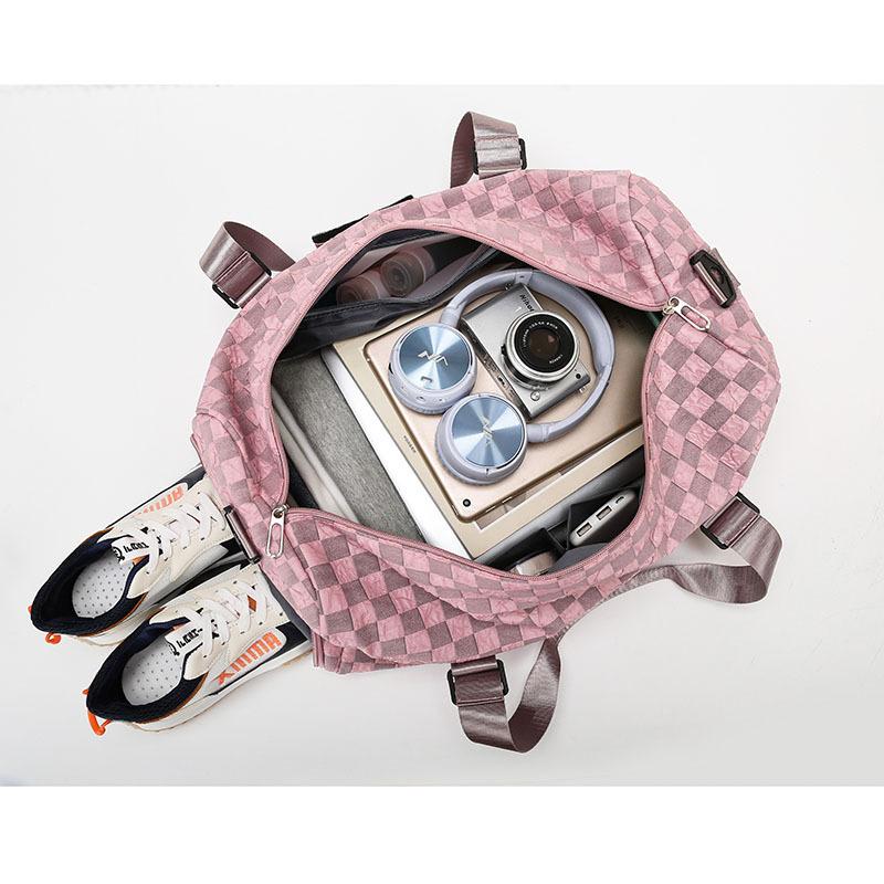 Chessboard Fashion Sports Fitness Travel Bag Large Capacity Multifunctional Yoga Bag Dry and Wet Separation Shoulder Bag