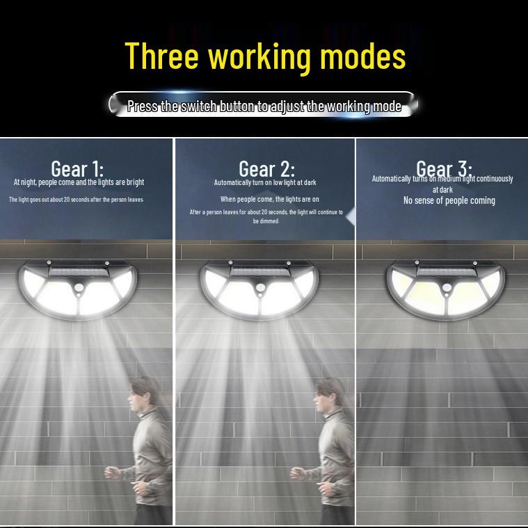 Energy-Saving Waterproof Solar LED Wall Light for Outdoor Gardens with Motion Sensor