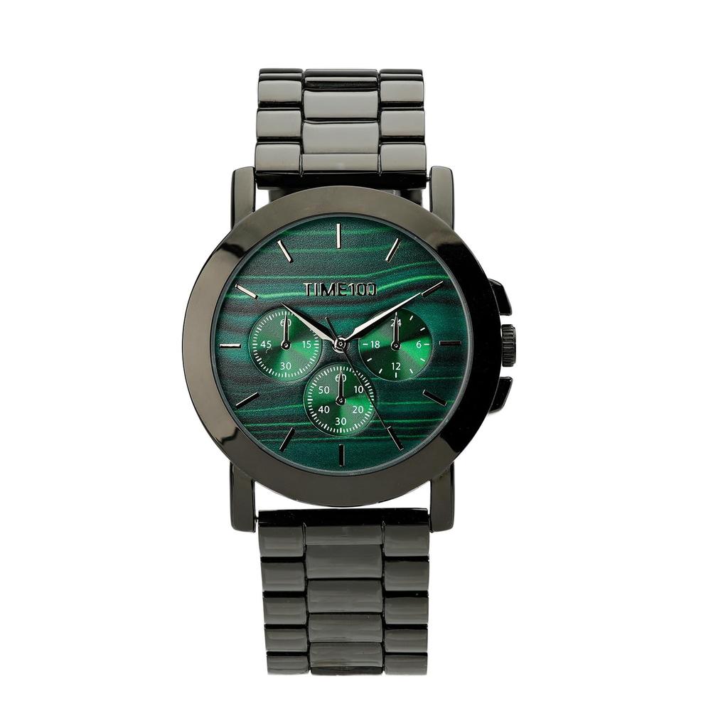 [TIME100] Gift Set: Men's Watch and Bracelet, Gift Wrapping (Green)