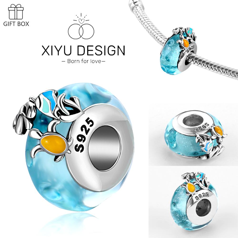 Kupfer Blau Ozean Serie Perlenanhänger Passend Für Das DIY Armband Der Marke Damenschmuck Freundin Geschenke