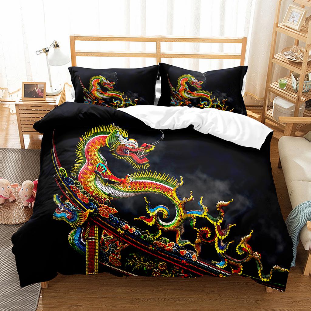 Пододеяльник с изображением мультяшного дракона, короля и королевы, детский комплект постельного белья с изображением животных для мальчиков, прекрасное волшебное существо, пододеяльник из полиэстера