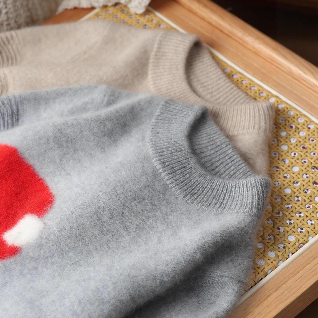 Unisex Sweter Dziecięcy z Czystej Wełny z Haftem Kreskówkowym Szczeniaka - Jesień/Zima Nowy Siedmiu-Igłowy Pogrubiony Warstwa Bazowa