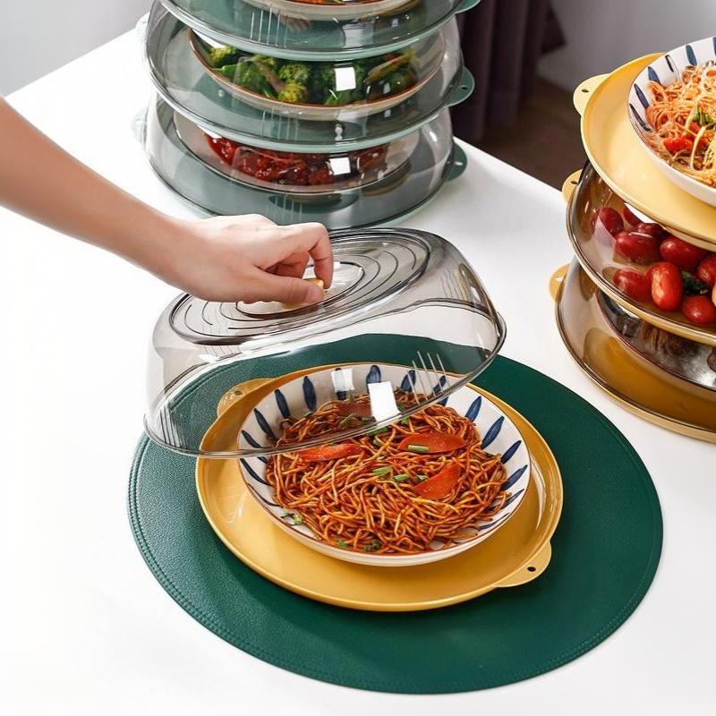 Kitchen Dust Proof Food Cover Stackable Heat Preservation Reusable Transparent Lid for Family Gathering Party