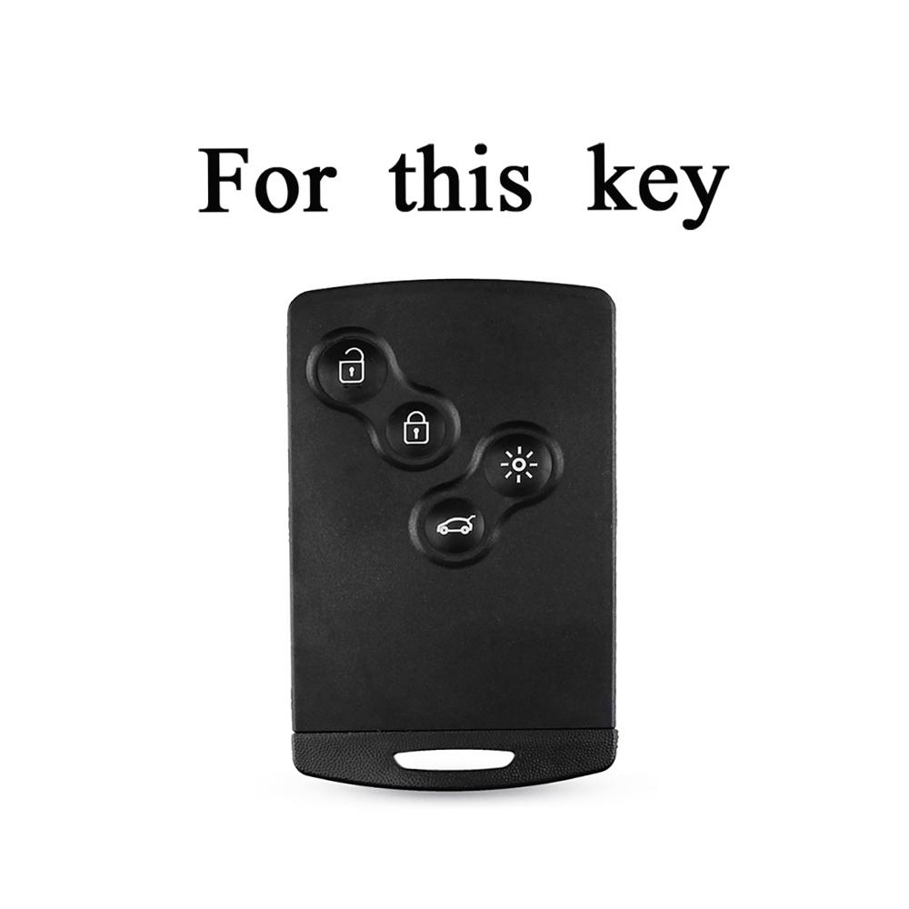För Renault Clio Laguna Koleos Megane Fluence Zoe Scenic Captur Kort 4 Knappar Bilnyckelfodral TPU Fjärrnyckelskydd