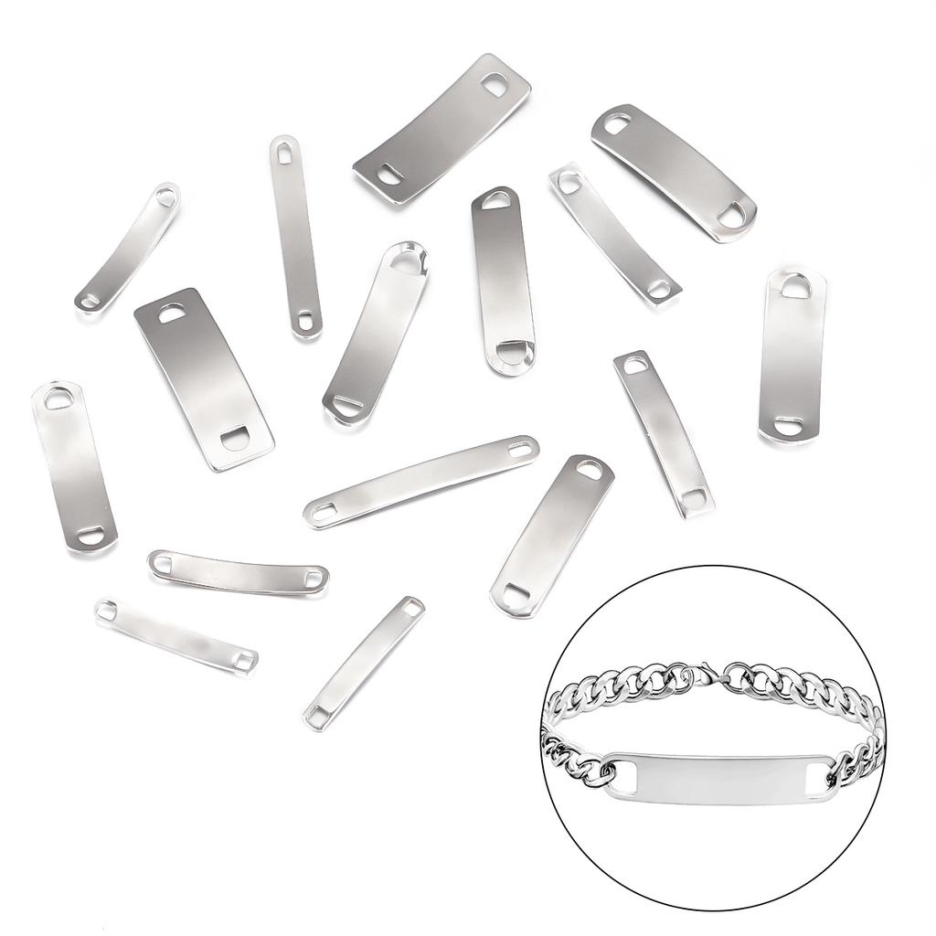 10pcs/lot Stainless Steel Rectangle Charms Connectors For Jewelry Making Blank Bar Stamping Tags Engraved DIY Bracelet Necklace