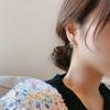 Korea 911 Silver Needle Bow Love Earrings Slightly Inlaid with Small Exquisite Temperament Sweet and Cute Lady Stud Earrings