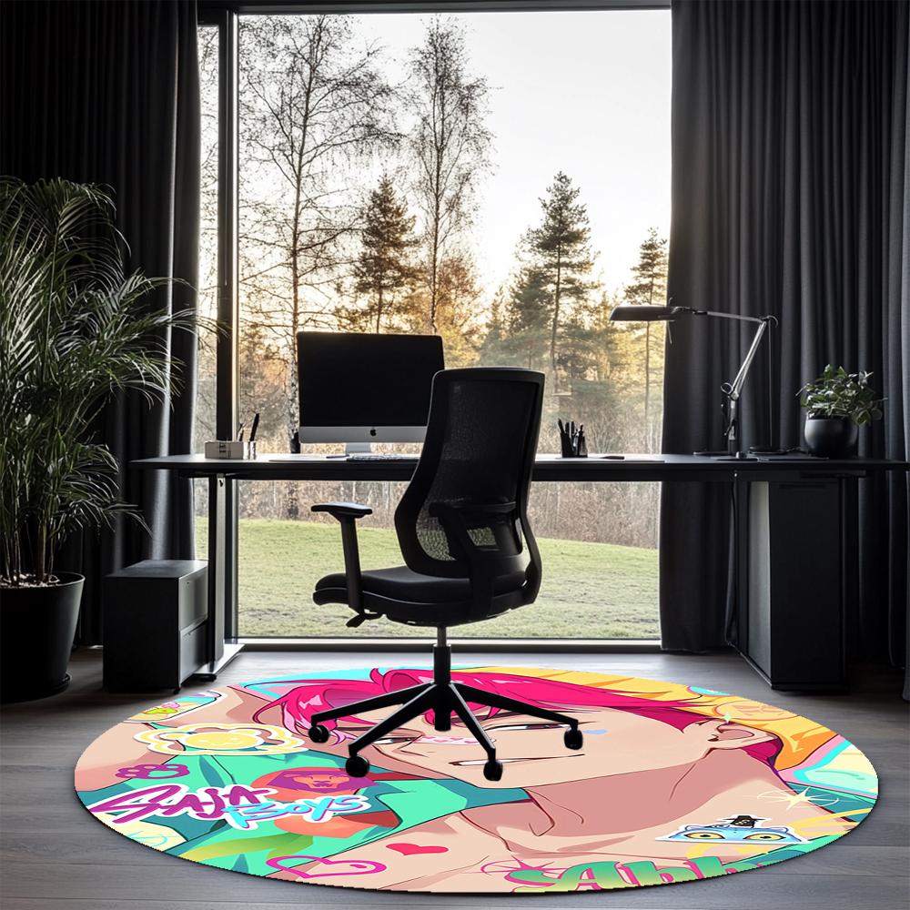 Saja Boys Printed Round Rug Carpet Chair Rug Area Rug Entryway Doormats,for Office Chair Living Room Bedroom Kitchen Room.