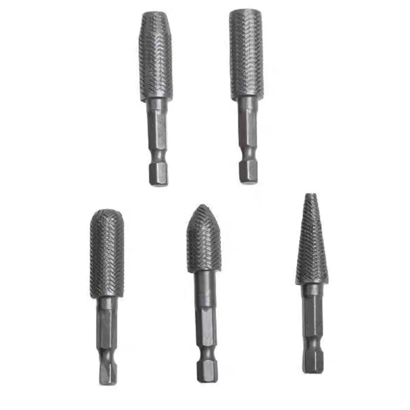 5Pcs  Drill Bit Metal Rotary Burr Drill Bit Wood File Grinders Milling Rasp Wood Metal Root Carving Milling Cutter