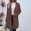 Women's Lapel Long Sleeve Mid-Length Woolen Coat Loose Fit Casual Fall Winter Blazer Jacket