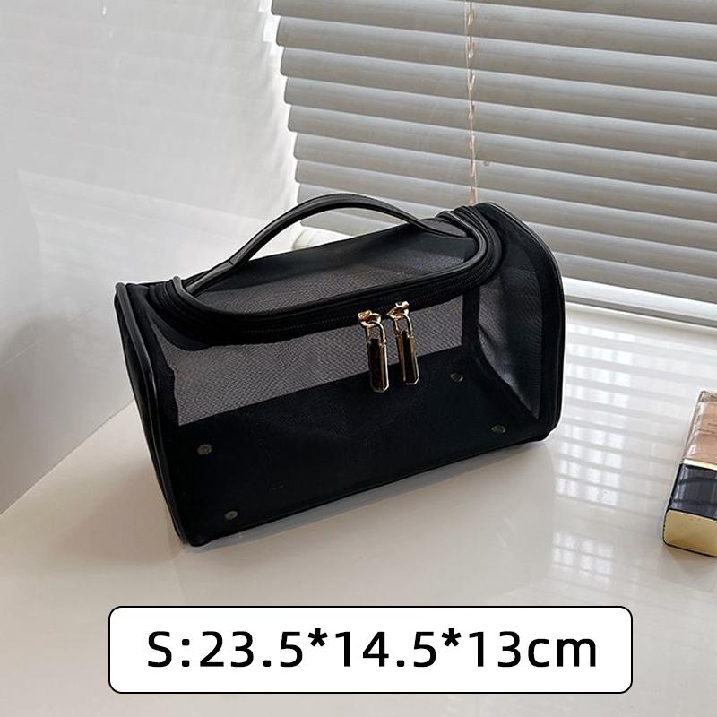 

Black Clear Cosmetic Bags Small Large Makeup Bag Portable Mesh Toiletry Organizer Case Durable Travel Zipper Handheld Pouch