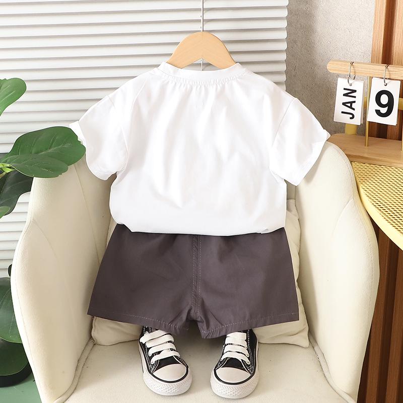 2025 Boys' Cartoon Short-Sleeve Street Style Two-Piece Summer Set
