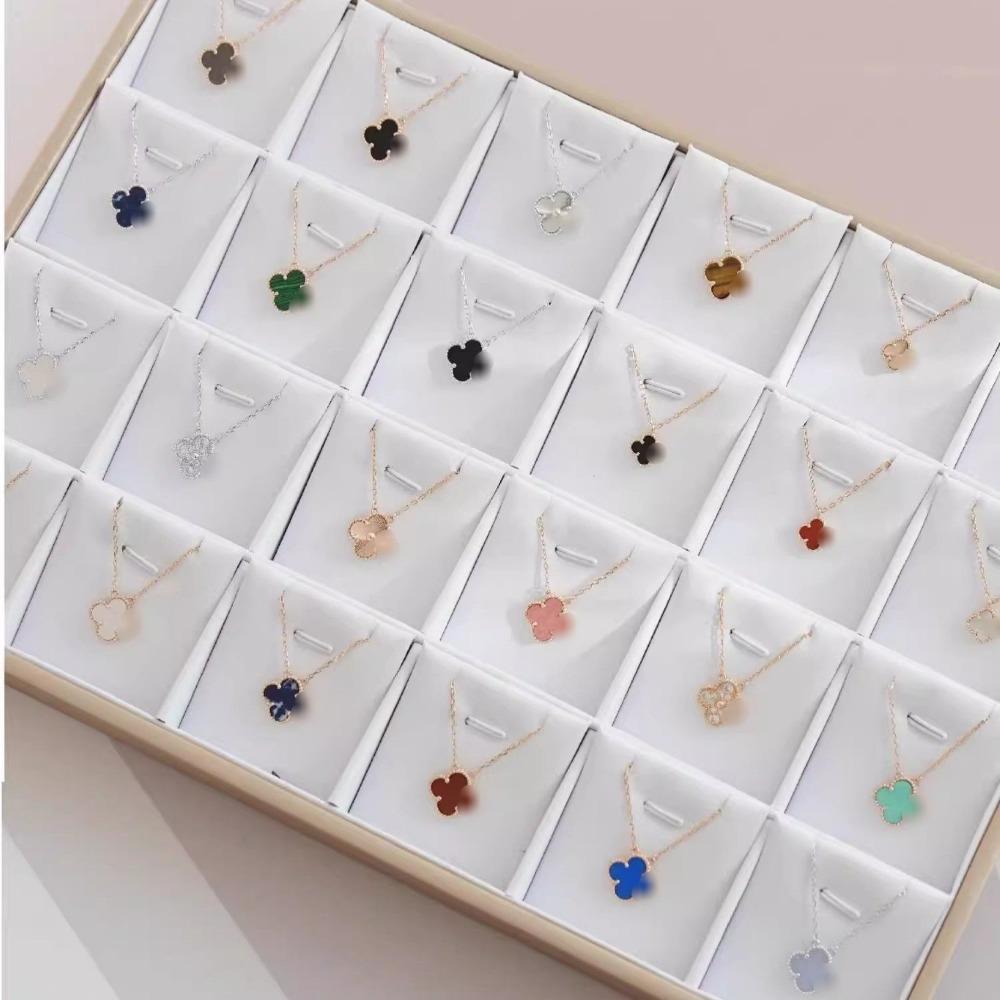 Four-leaf Clover Necklace for Women Natural White Mother-of-pearl Carnelian Sweater Chain