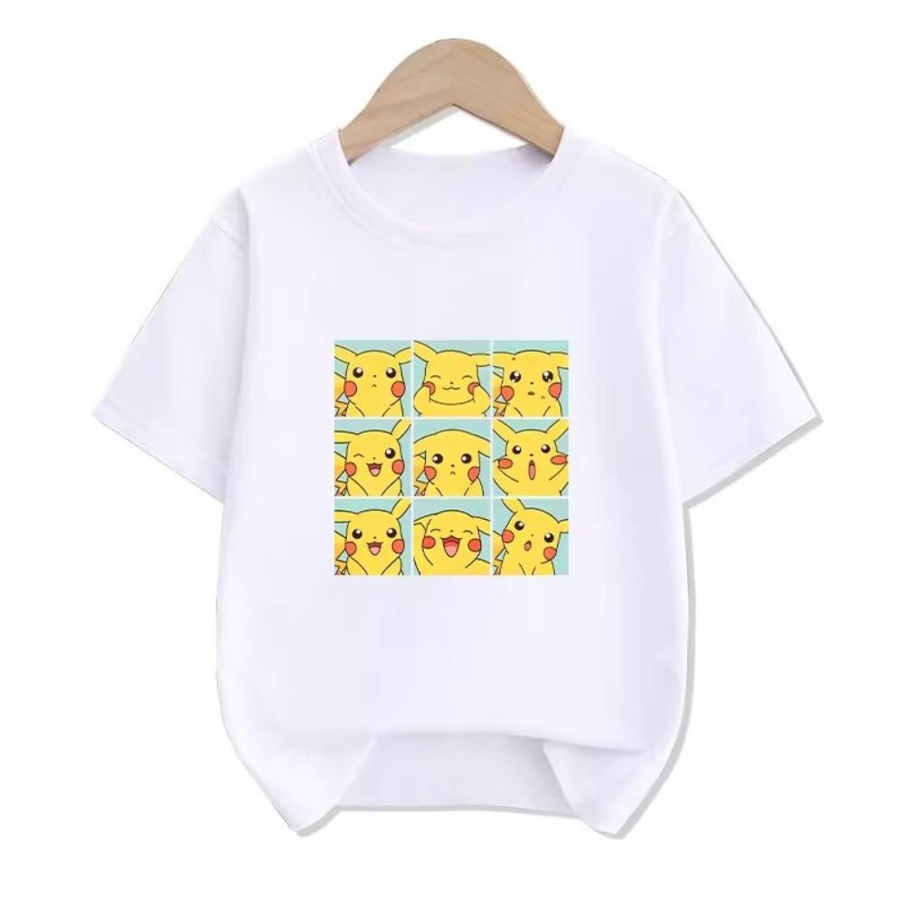 Potdemiel Summer New Pikachu Print Children's  T-Shirt, Boys and Girls, Comfortable and Breathable Children's T-Shirt