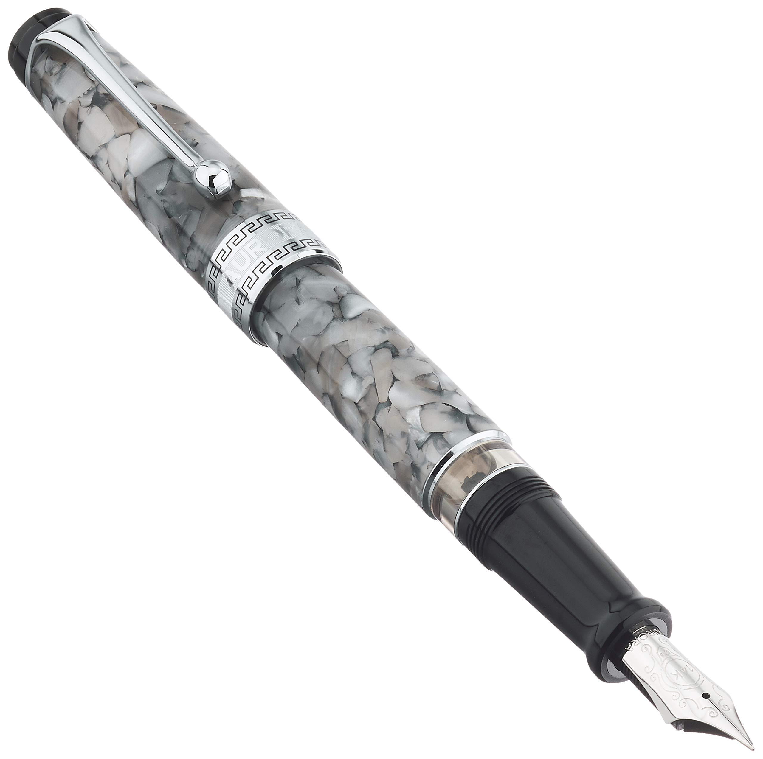 

Aurora Fountain F Fine Optima Black Piping Officially Imported Pen, Nib, 996-CGF, Pearl, Type,