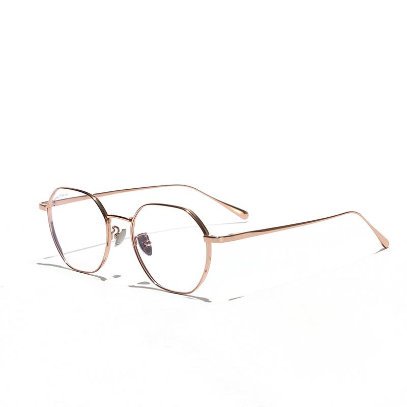 Glasses Round Large Frame Flat Glasses Women'S Titanium Metal Myopia Frame Men'S Plain Glasses