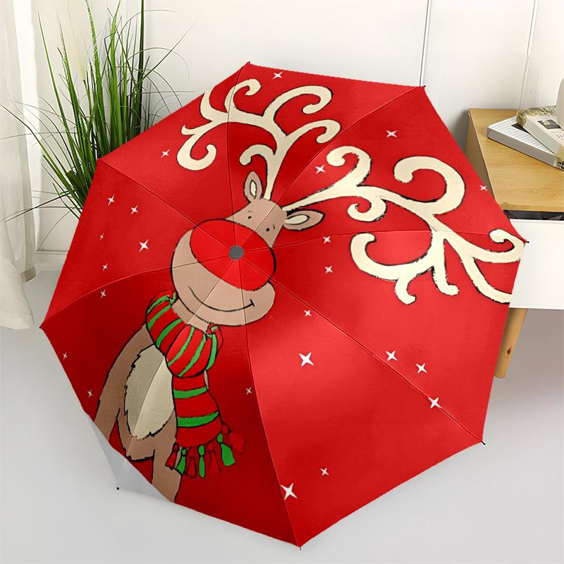 

1pc Reindeer Decoration Automatic Folding Umbrella - Portable Collapsible Design, 8-Rib Iron Frame, Durable Fabric yy251125150