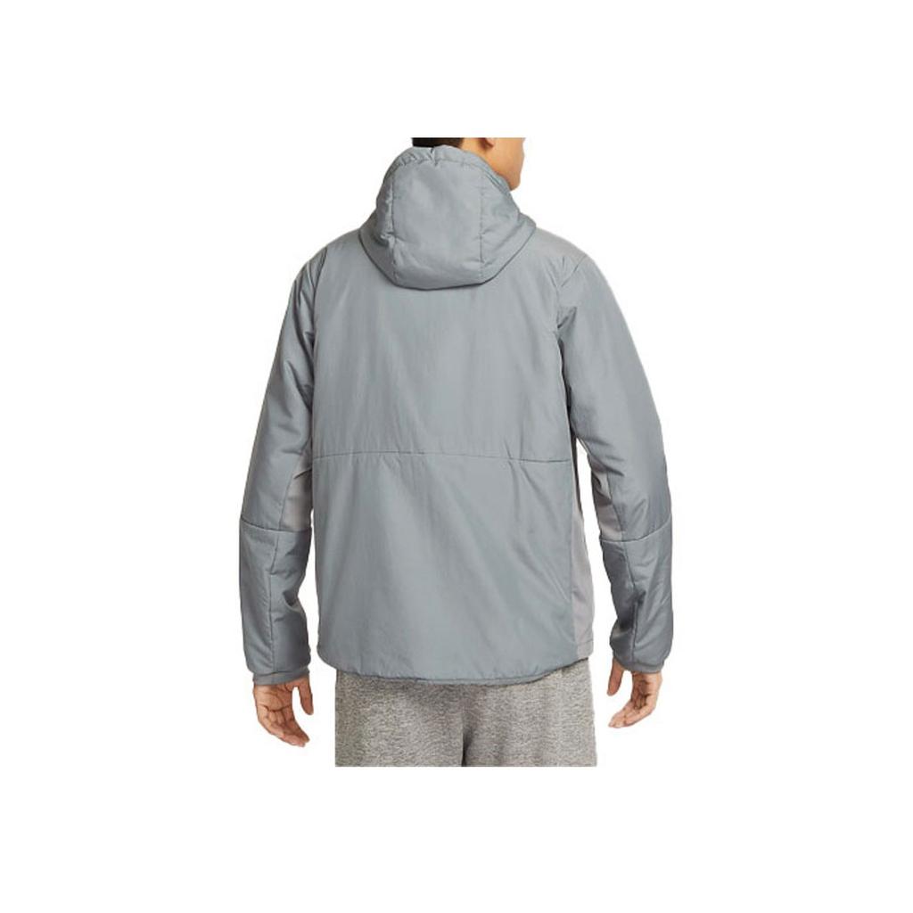 Nike מעיל ריצה קז'ואל מחמם עם קפוצ'ון לגברים Therma-FIT בצבע אחיד ללא הגבלה מעיל גברים אפור-עשן FB7545-084