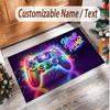 Game Controller Theme Soft Crystal Velvet Rug Custom Name & Text Print Non Slip Floor Rug for Bedroom Living Room