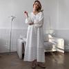European and American Women's Clothing Autumn Hollow Jacquard Loose Fashion Casual Robe Dress Home Two Wear