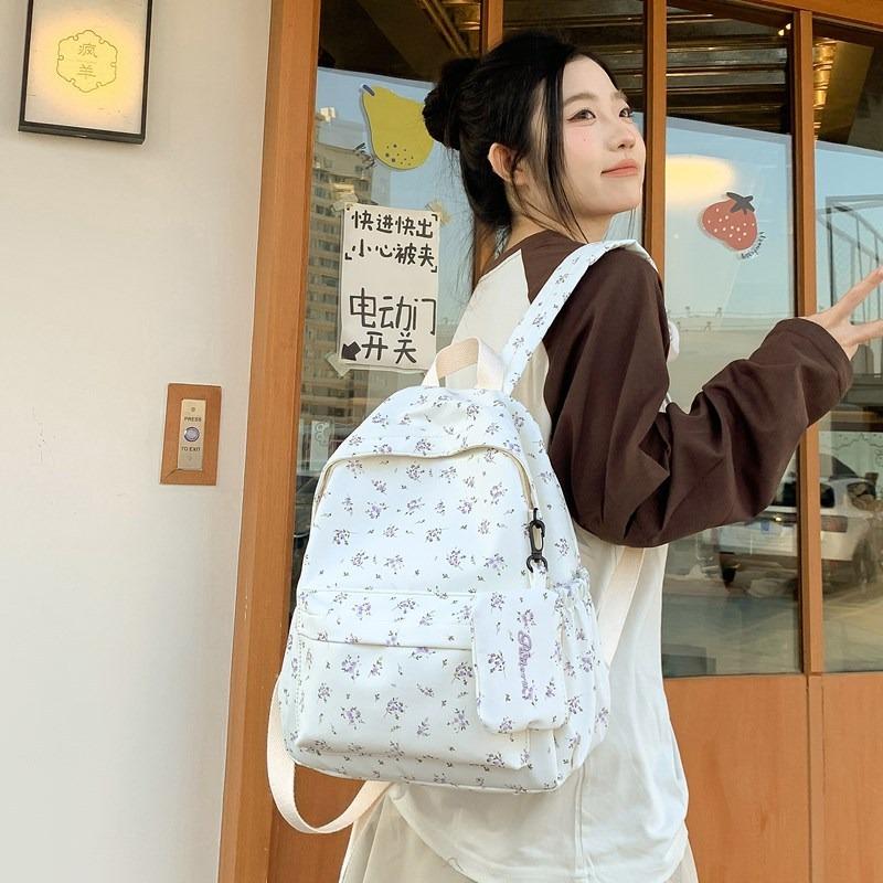 Small fresh printed schoolbag female college style new girl backpack travel backpack female