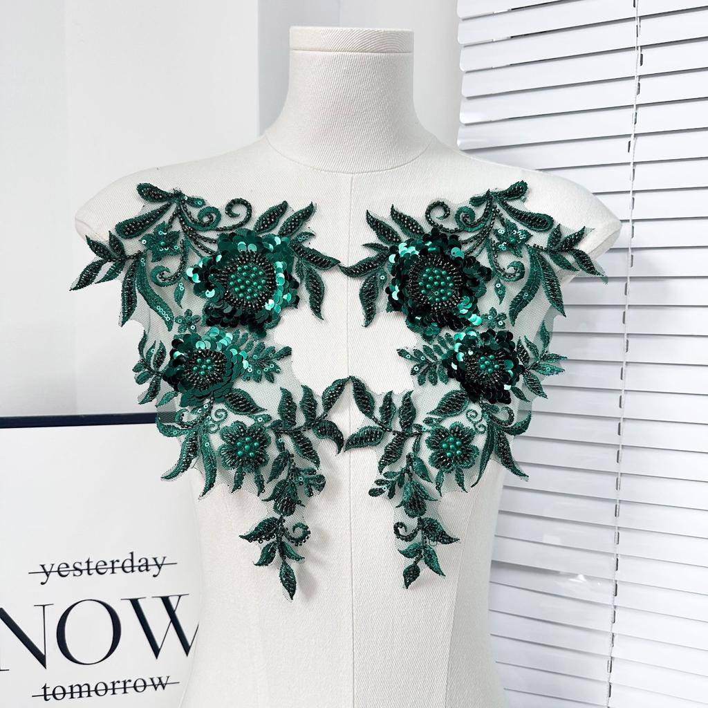 Mesh Solid Color Sequin Bead Embroidery Cloth Sticker Heavy Industry Embroidery Clothing Lace Accessories Diy Jewelry