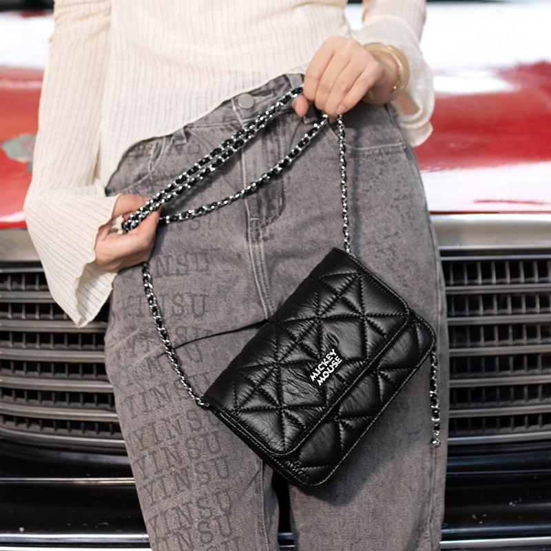 New Disney Mickey Series Synthetic Leather Crossbody Bag, Shoulder Bag, Small Square Bag Regular Unisex Black DHF41118-A